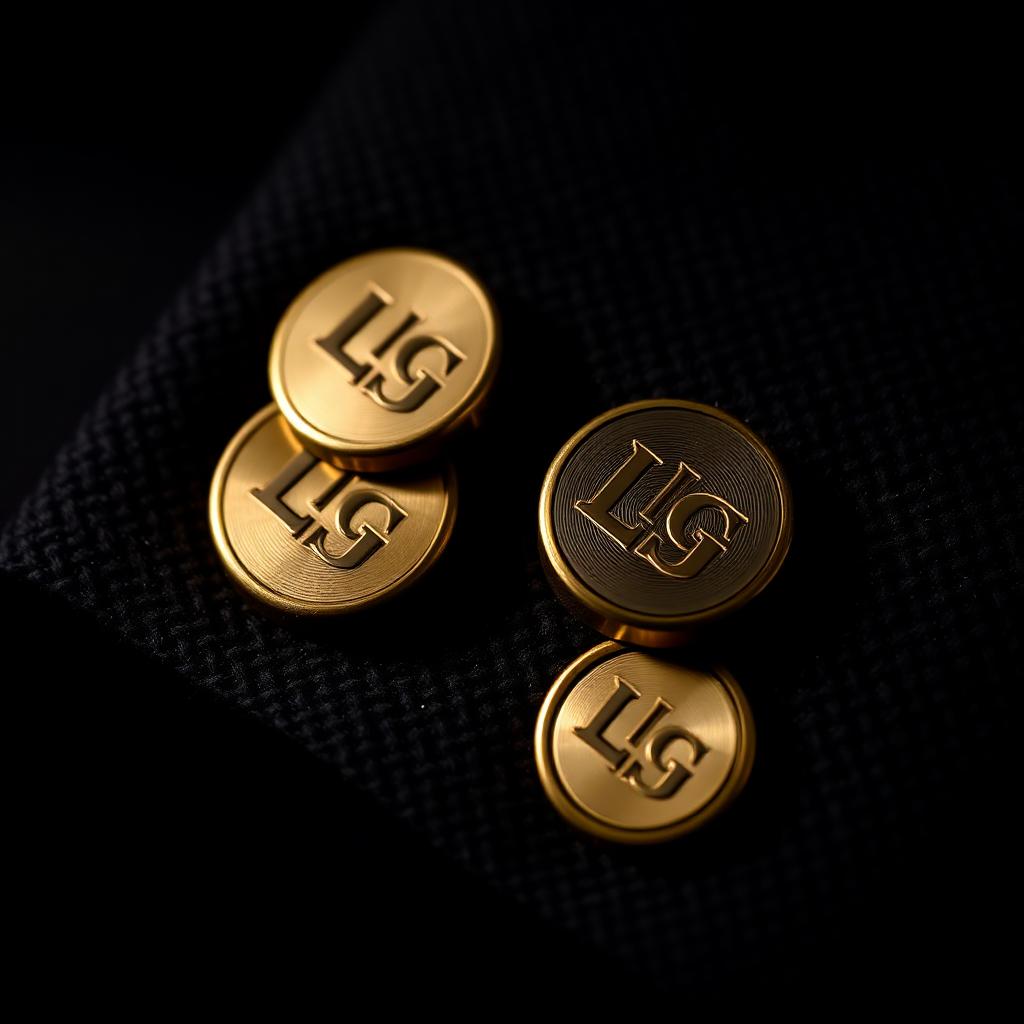 LG engraved brass buttons